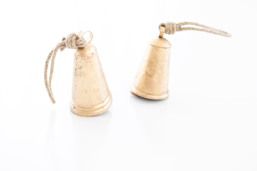 Double Rim Holiday Brass Cone Bell