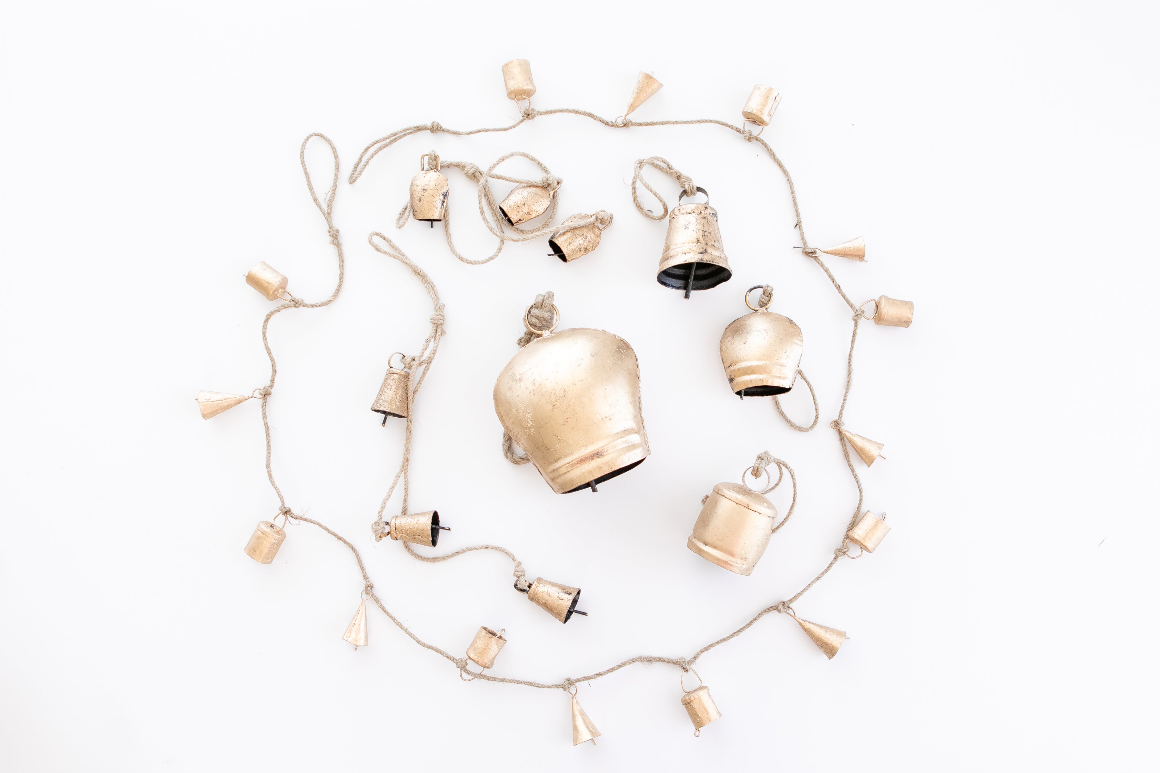 Mini Brass and Iron 3 Cow Christmas Bell Cluster