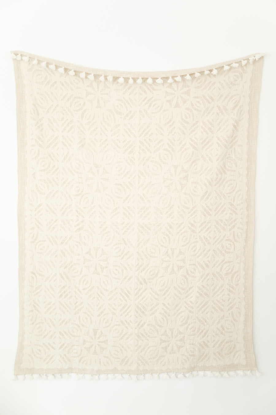 Cream Cutwork Throw