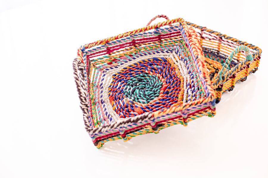 Sari Wrapped Wire Square Tray