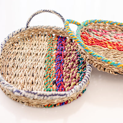 Oval Sari Wrapped Wire Tray