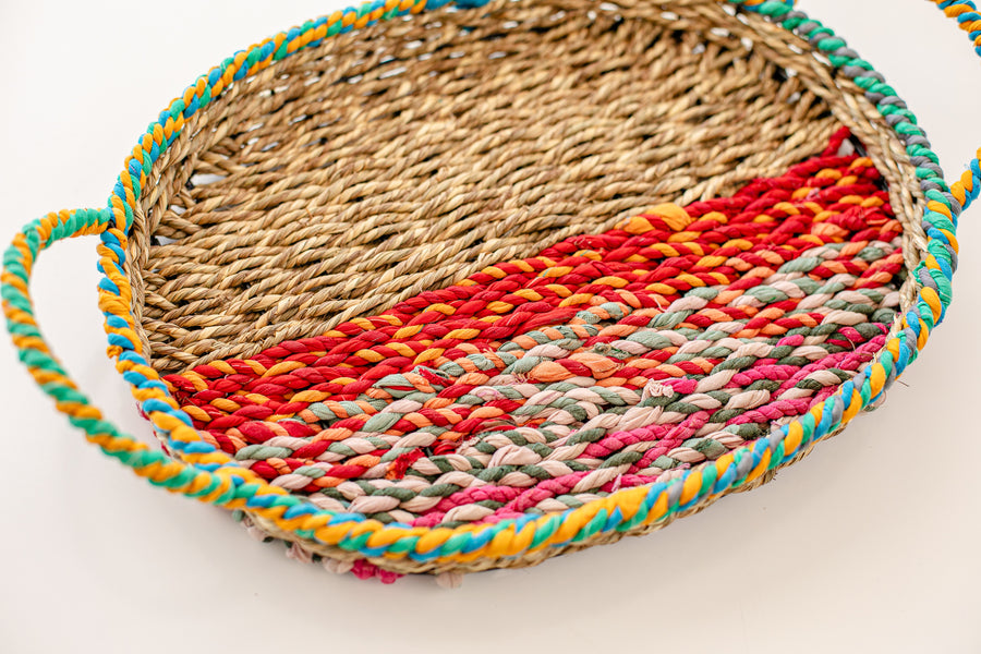 Oval Sari Wrapped Wire Tray