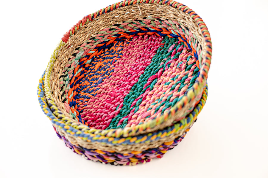 Sari & Jute Wrapped Wire Bowl