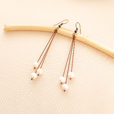 Shooting Star Pearl Earrings -Copper