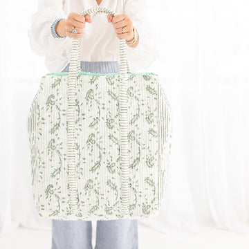 Quilted Block Print Tote