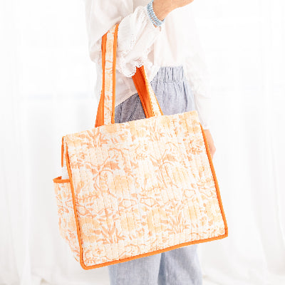 Quilted Block Print Summer Tote