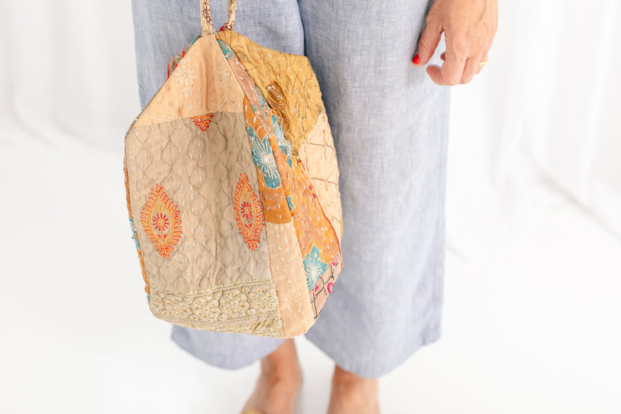 Tan Patchwork Travel Bag