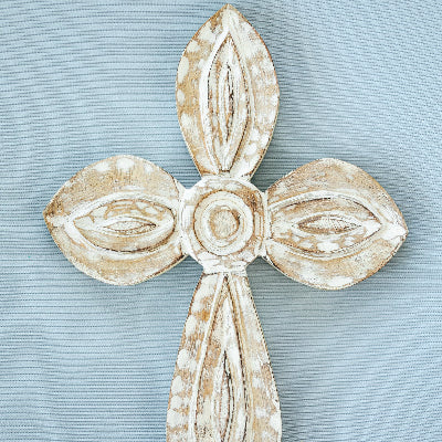 Whitewash Wood Cross Large