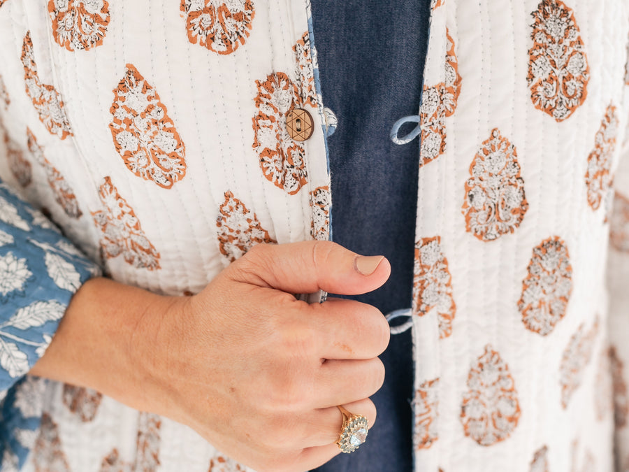 The Blue Reversible Block Print Jen Jacket