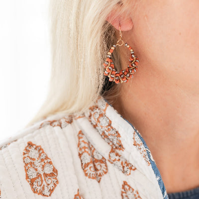 Twisted Treasure Hoops-Coral