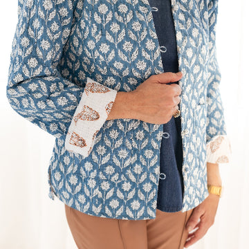 The Blue Reversible Block Print Jen Jacket