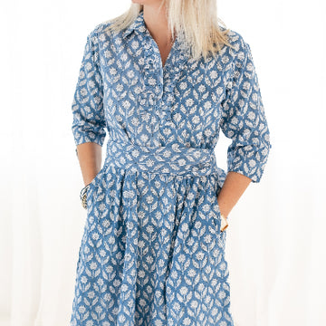 The Blue Astra Block Print Dress