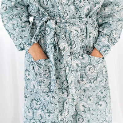 Coastal Comfort Block Print Robe