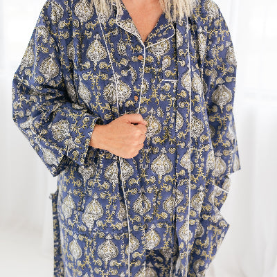 Midnight Oasis Block Print Robe