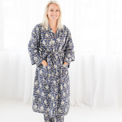 Midnight Oasis Block Print Robe