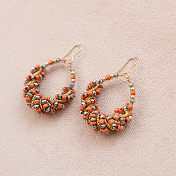 Twisted Treasure Hoops-Coral