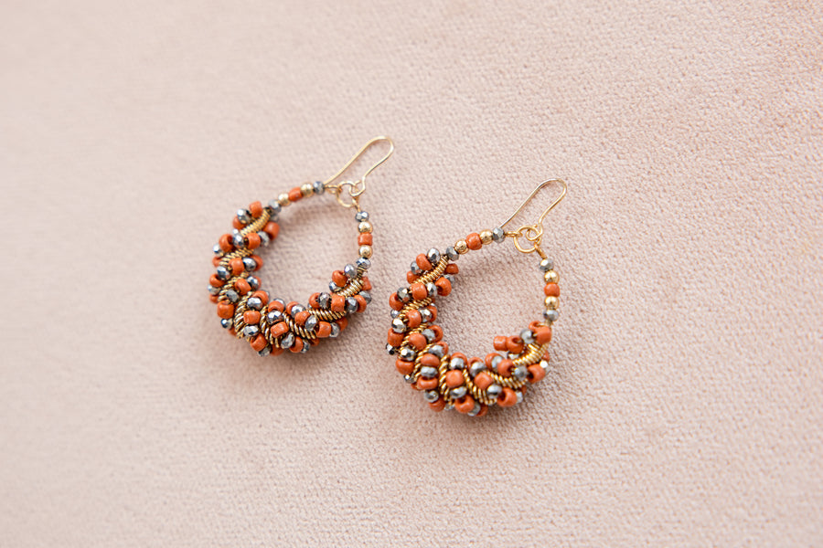 Coral Twisted Treasure Hoops