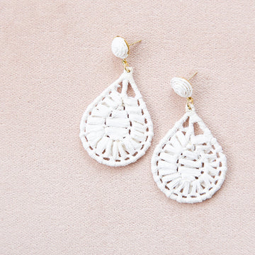 Radiance Raffia Dangles - White