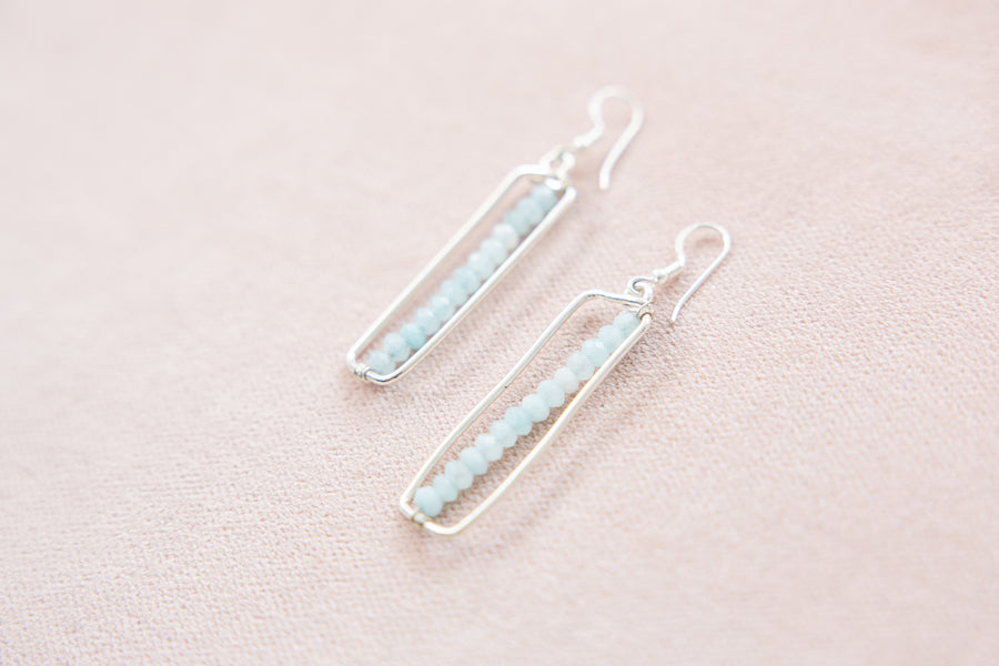 Frosty Blue Rectangle Earrings