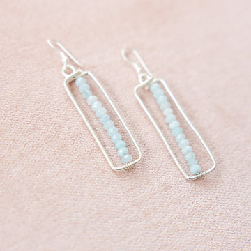 Frosty Blue Rectangle Earrings