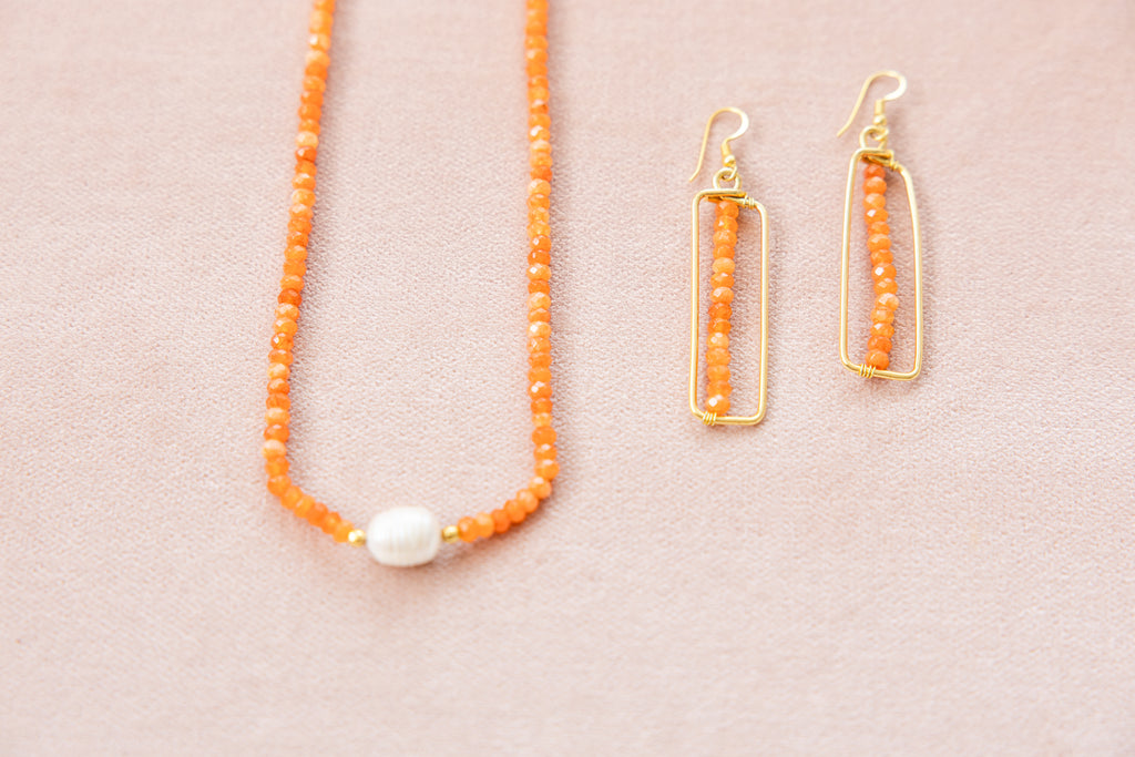 Sunshine Citrus Rectangle Earrings