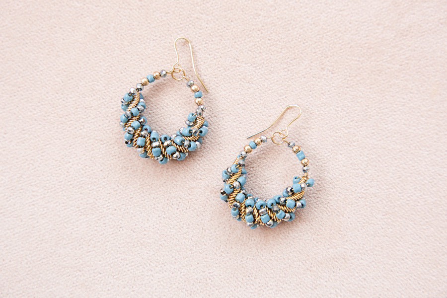 Twisted Treasure Hoops - Dusty Blue