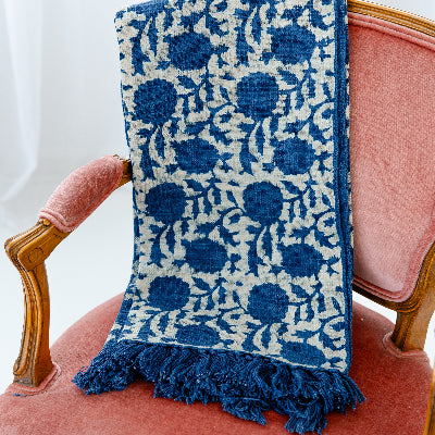 Indigo Fields Block Print Throw