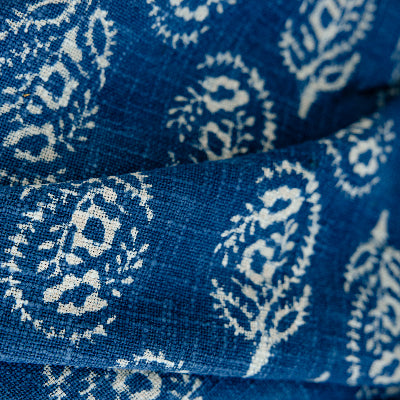 Cobalt Paisley Block Print Throw