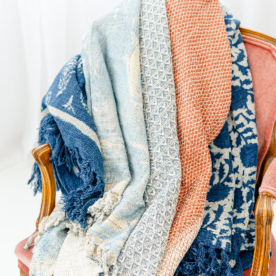 Indigo Fields Block Print Throw