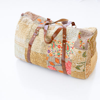 Tan Patchwork Duffle