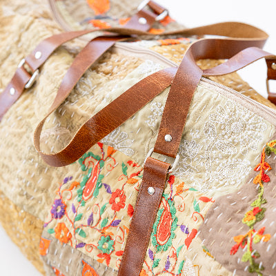 Tan Patchwork Duffle