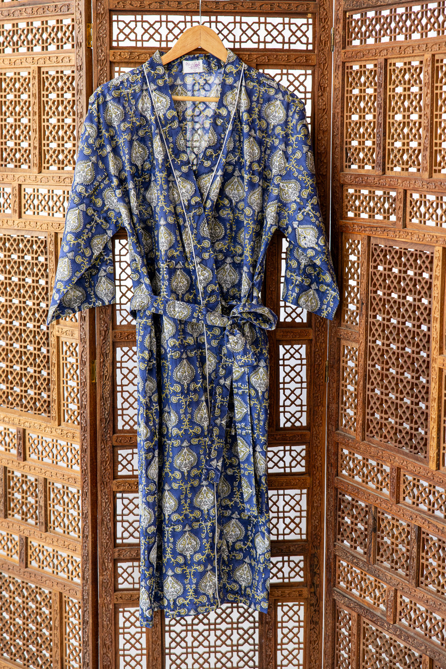 Midnight Oasis Block Print Robe