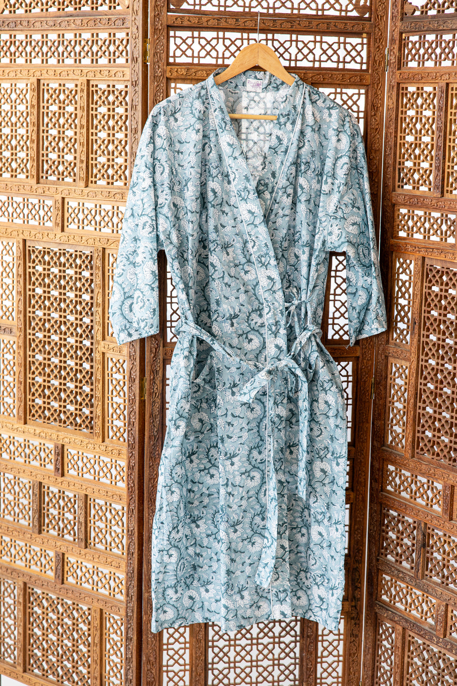 Coastal Comfort Block Print Robe