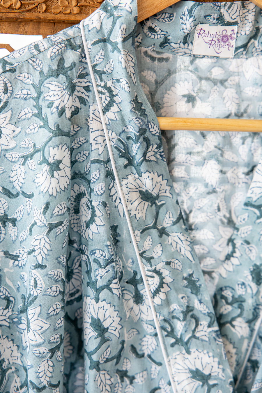 Coastal Comfort Block Print Robe