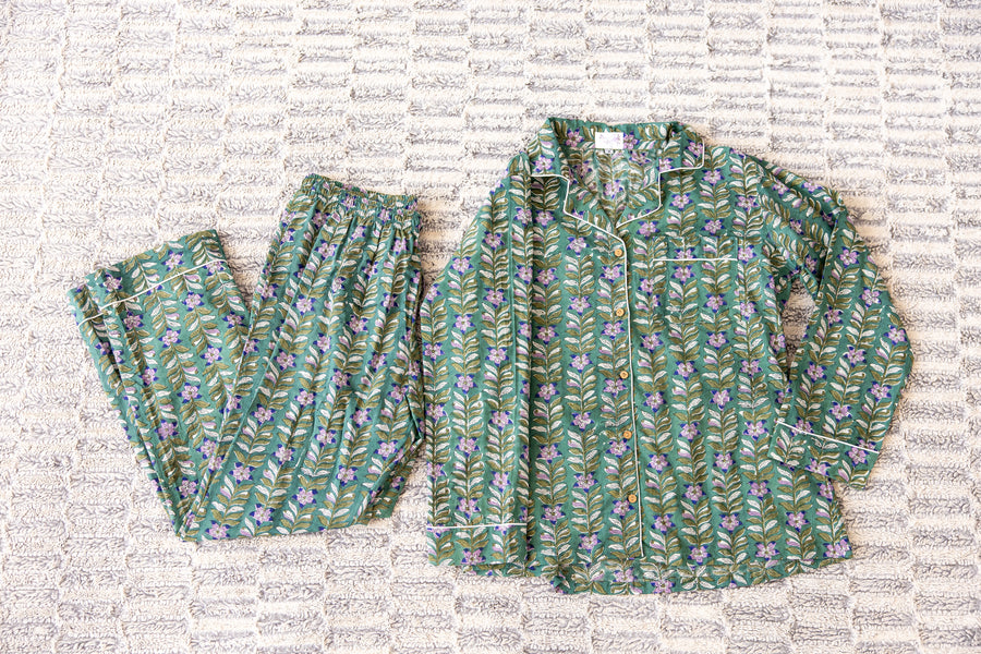 Enchanted Garden Block Print Pajama Set - Pants