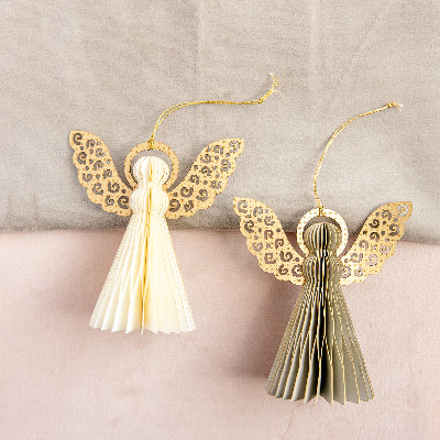 Honeycomb Harmony Angel Ornament - Ivory