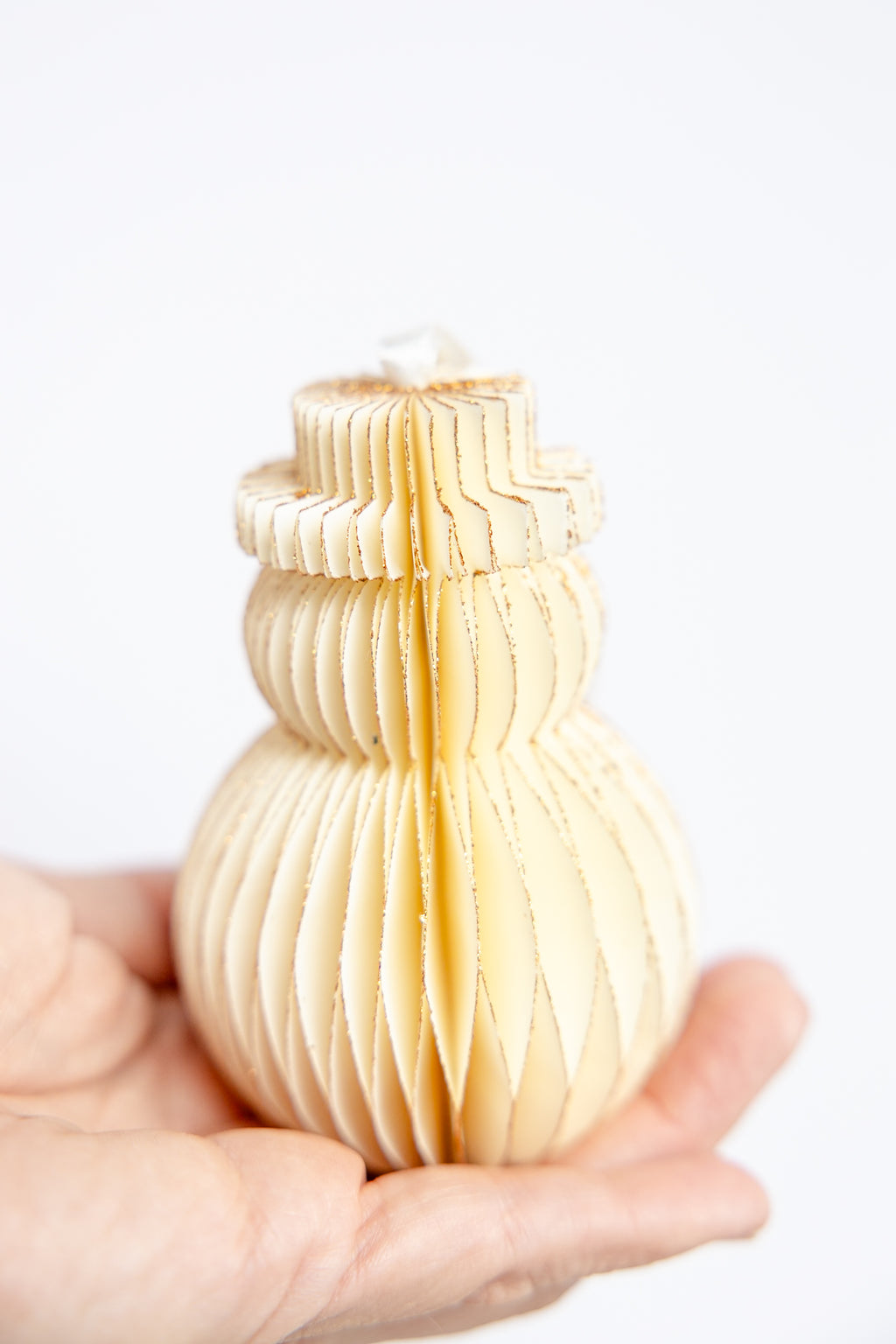 Golden Ivory Honeycomb Snowman Ornament