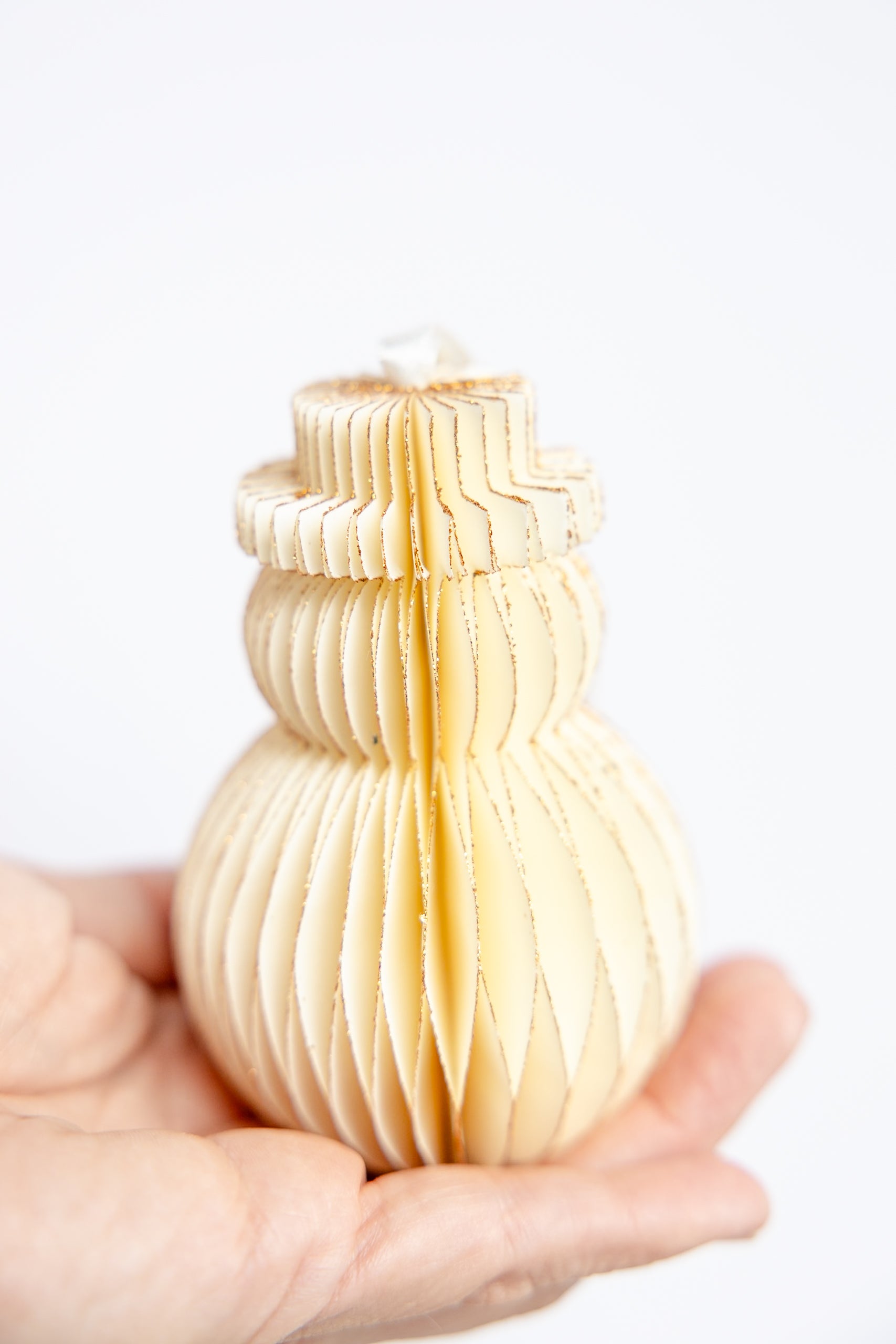Golden Ivory Honeycomb Snowman Ornament