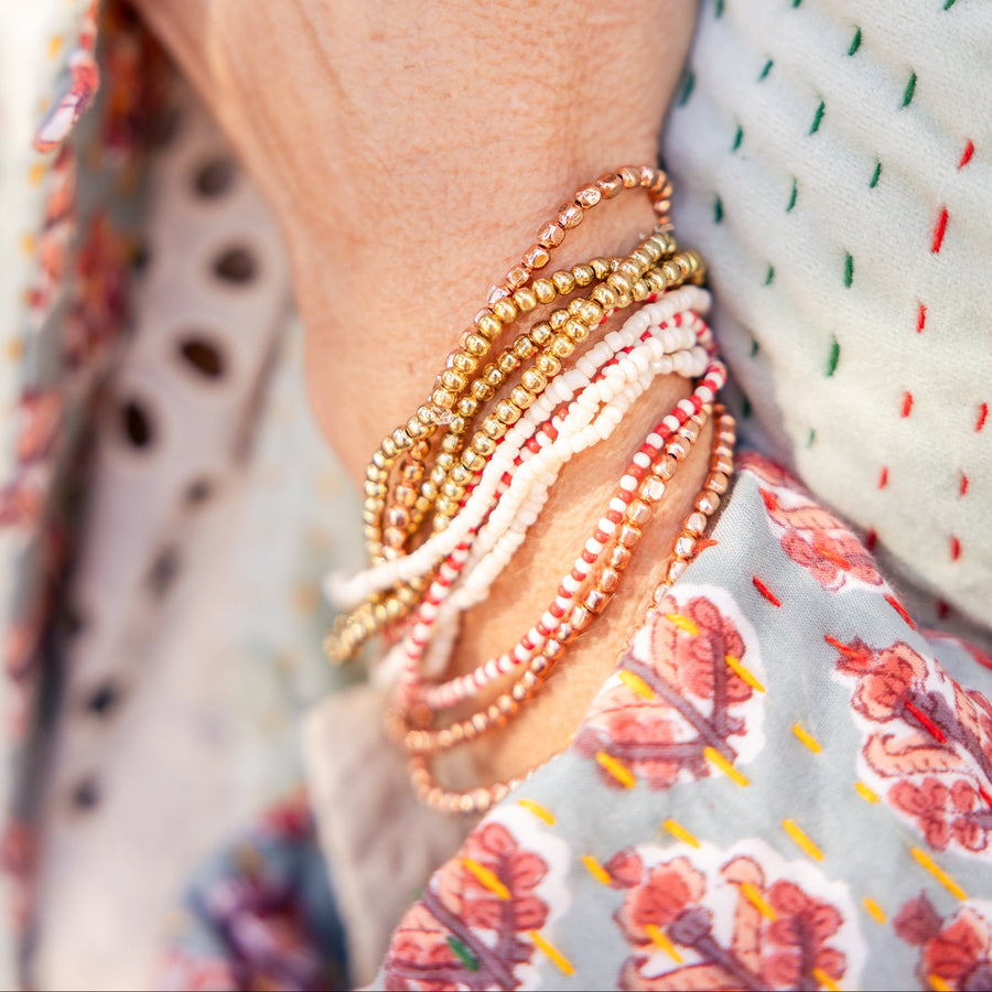 Blush Gold Beaded Bracelet Set