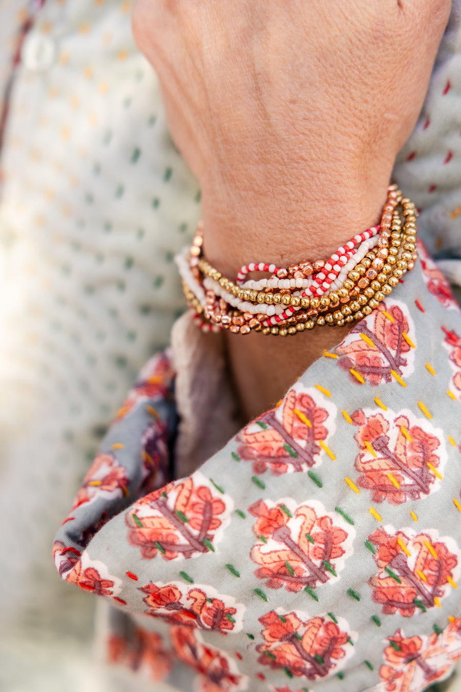Blush Gold Beaded Bracelet Set