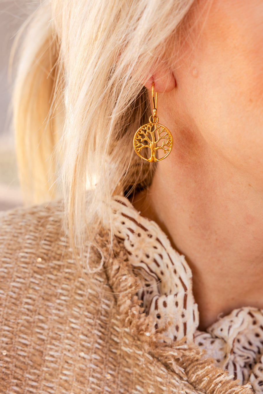 Golden Serenity Tree Earrings