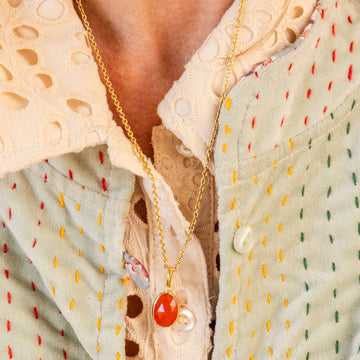 Carnelian Onyx Pendant Necklace