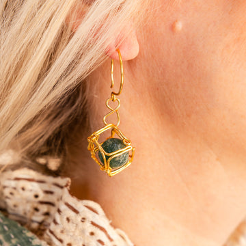 Emerald Square Drop Earrings