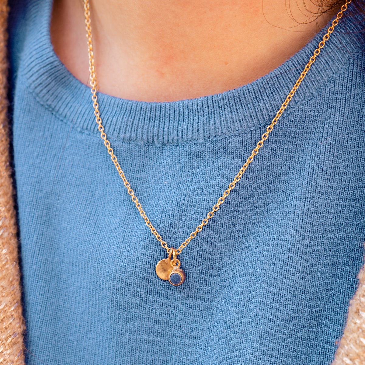 Lapis Charm Pendant Necklace