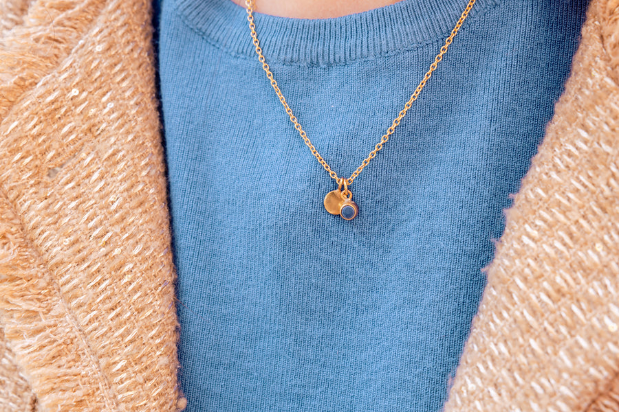 Lapis Charm Pendant Necklace