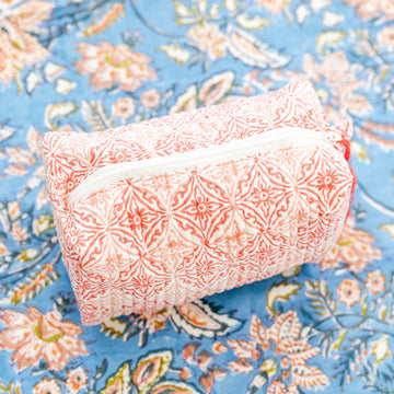 Coral Medallion Small Cosmetic Pouch