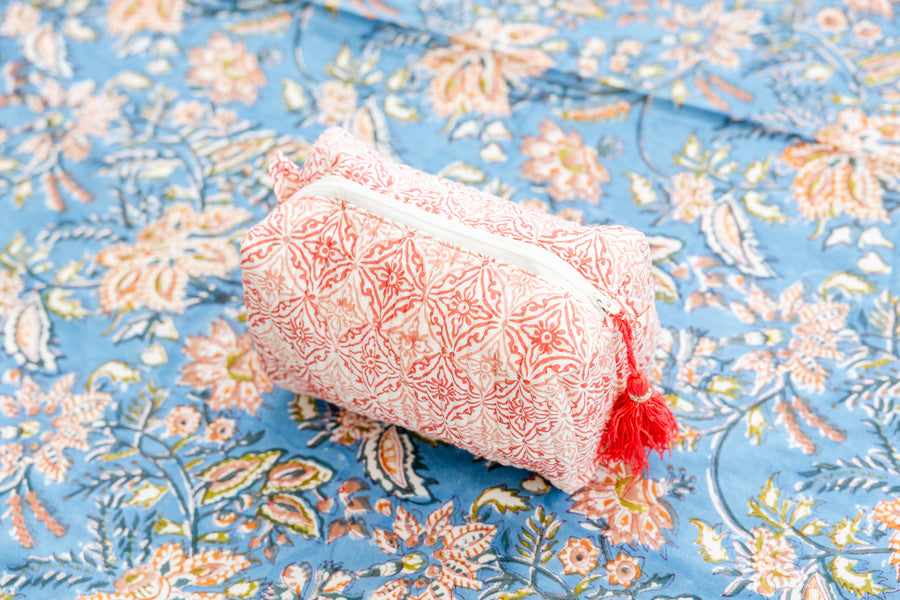 Coral Medallion Small Cosmetic Pouch