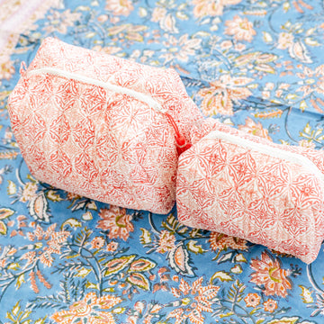 Coral Medallion Large Cosmetic Pouch
