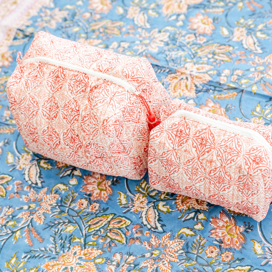 Coral Medallion Small Cosmetic Pouch