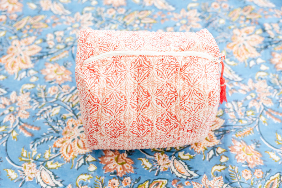 Coral Medallion Large Cosmetic Pouch